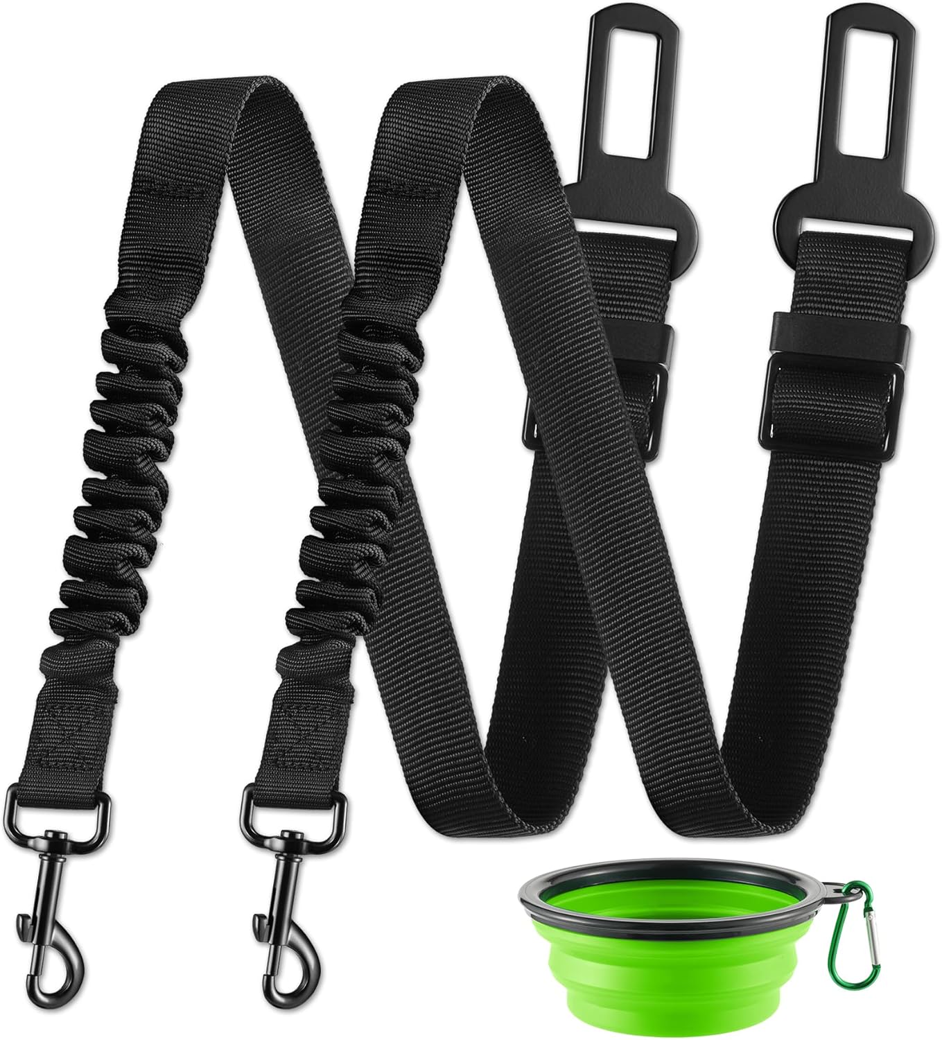 LivTee Dog Seat Belt for Car, Retractable Pet Safety Harness, Adjustable Nylon Dog Seatbelt Leash, Comfortable Dog Accessories for Vehicles (Black-2PCS)