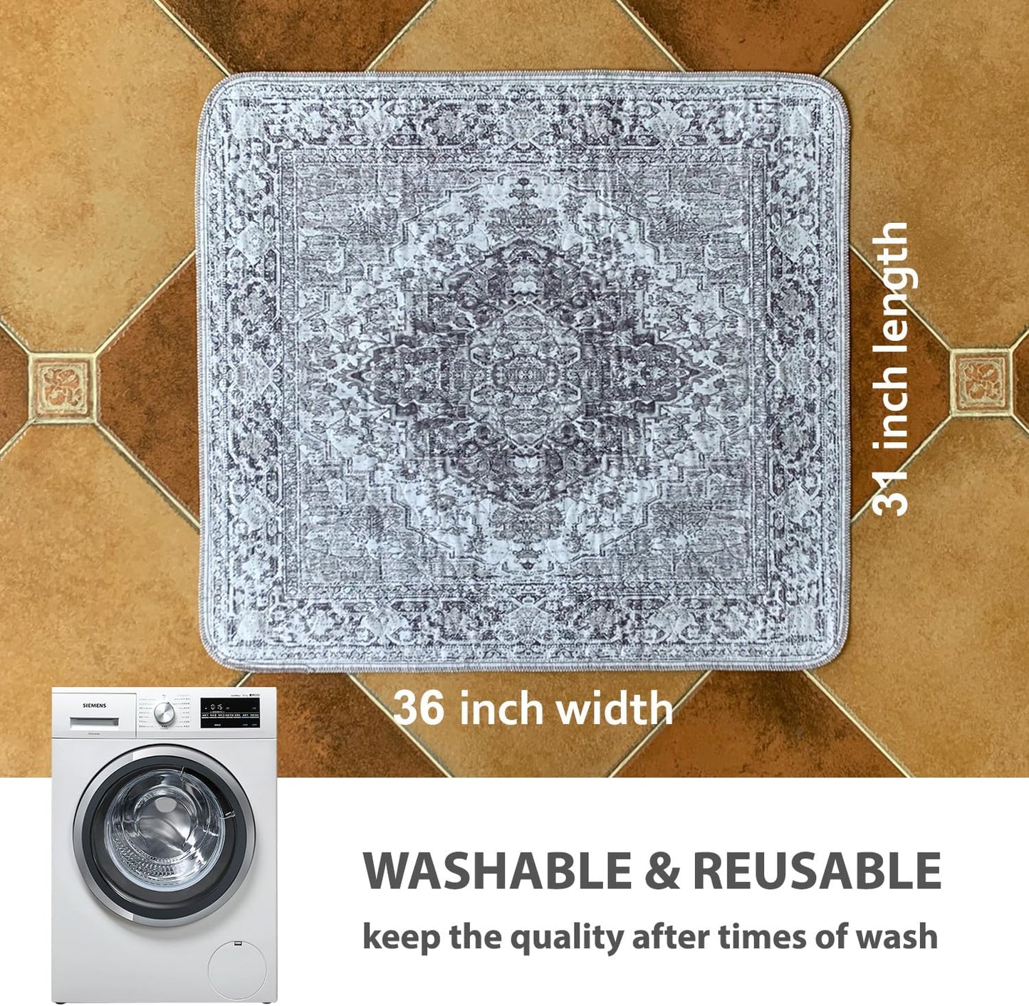 nunubaby Washable Pee Pads for Dogs, Stylish, Non-Slip and Leak-Proof Pee Pads. Reusable Potty Pads for Dogs for Crates and Floors.(Gray/Geo, 31" x36")