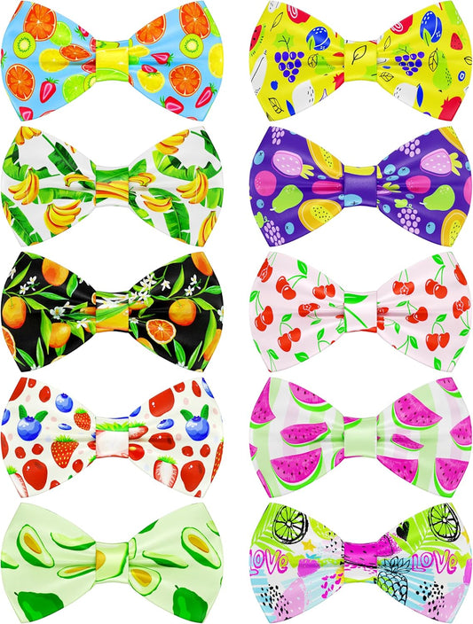 PET SHOW 10 Pack Fruit Big Dog Bow Ties for Large Medium Dogs Sliding Collar Attachments Strawberry Bowties Avocado Bowknots Holiday Party Pet Grooming Accessories(Large)