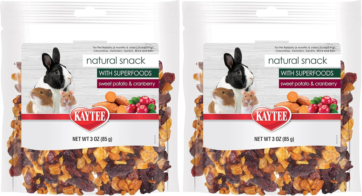 Kaytee Natural Snack with Superfoods for Pet Guinea Pigs, Rabbits, Hamsters, and Other Small Animals, Sweet Potato & Cranberry, 3 Ounces (Pack of 2)