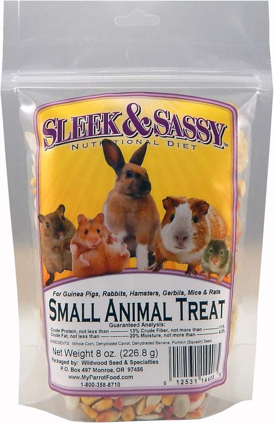 SLEEK & SASSY All Natural Small Animal Treat for Guinea Pigs, Rabbits, Hamsters, Gerbils, Rats & Mice (8 oz.)
