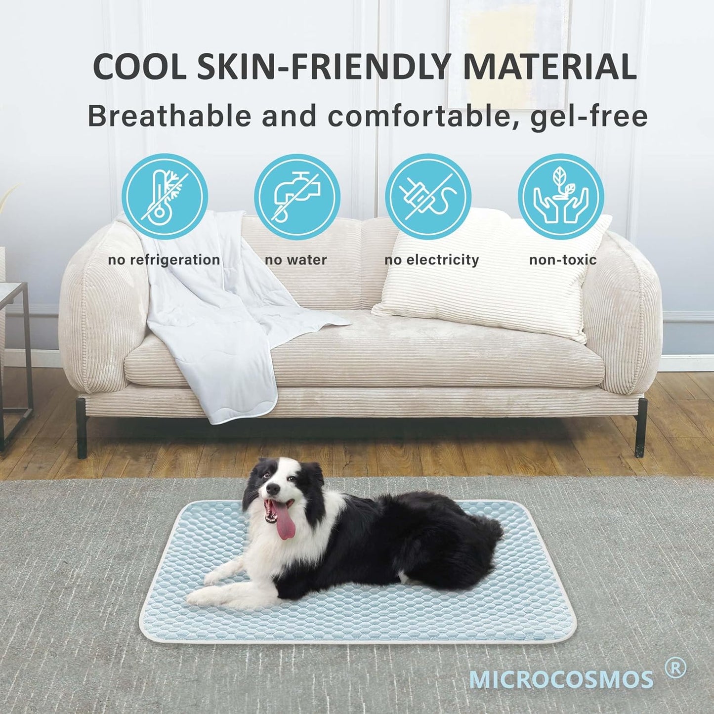 MICROCOSMOS Pet Cooling Mat & Sleeping Pad- Breathable Bubble Surface, EZ Clean. Keep Cooling for Pets, Kids and Adults in Summer.(BlueWhite, 40" x 28")