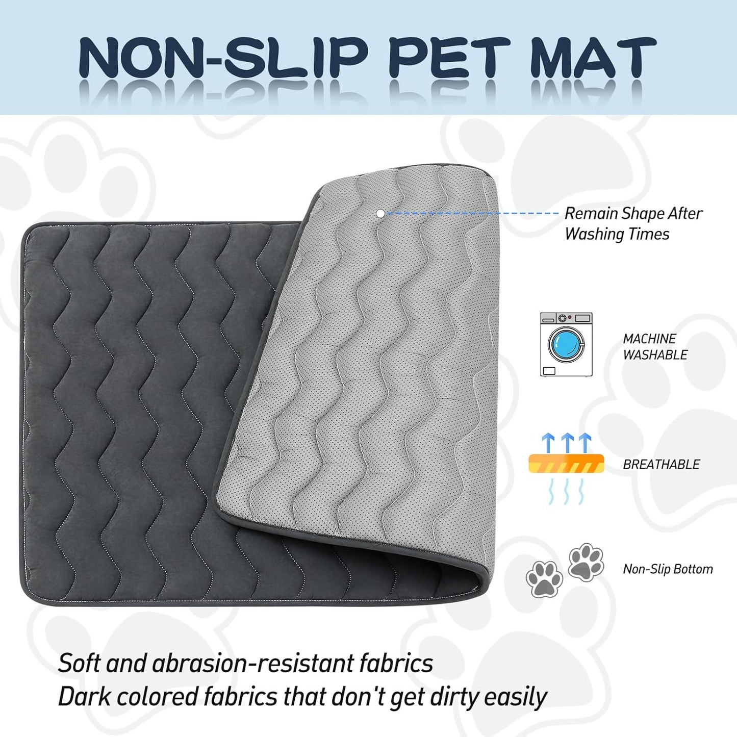 Bubble bear Dog Crate Mat - Upgraded Thick, Ultra Soft, Washable & Anti-Slip Kennel Pad for Small/Medium/Large Dogs, Dark-Hued to Hide Stains (30"x19")