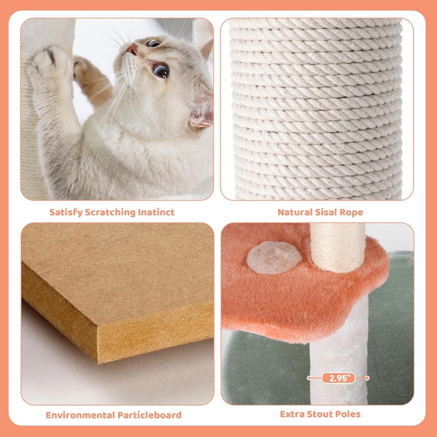 HYABi 63-inch Cat Tree for Large Cats, Multi-Level Flower Tower with Condo, Sisal Scratching Posts & Toy Balls, Sturdy & Safe Indoor Playhouse