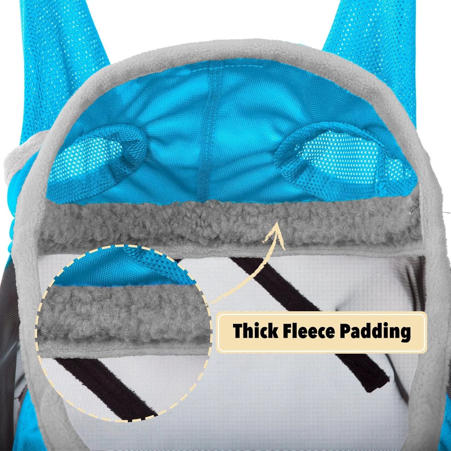 Harrison Howard Pro Luminous Horse Fly Mask Standard with Ears UV Protection for Horse Azure Blue/Silver Medium Cob