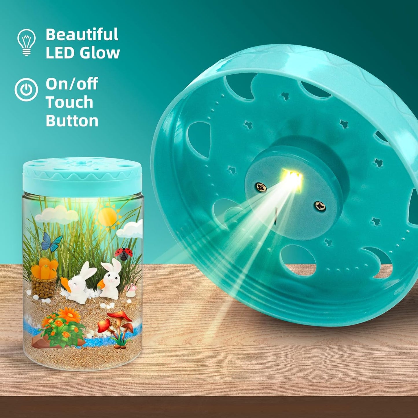 Easter Light Up Bunny Terrarium Kit for Kids,Rabbit Gardening Kit for Boys Girls,DIY Creative STEM Science Kits Educational Toy, Arts Crafts Activity, Birthday Gifts for Ages 4 5 6 7 8-12