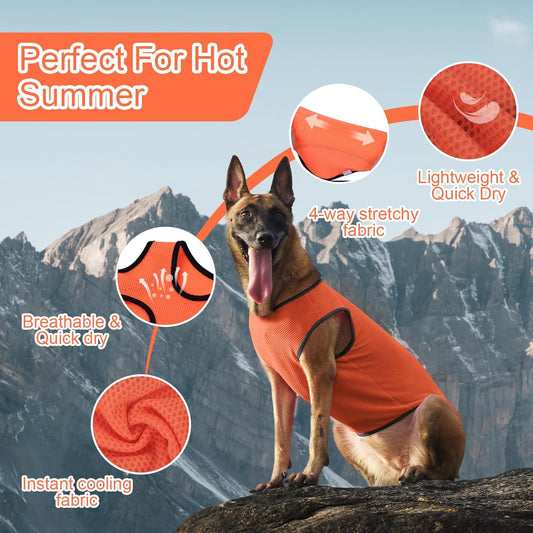 2 Pack Cooling Shirts for Dogs, Lightweight Mesh Breathable Dog Clothes for Medium Dogs Boy Girl,Sun-Protection Sleeveless Shirts for Dog&Cat Puppy Vest Pet Apparel - L
