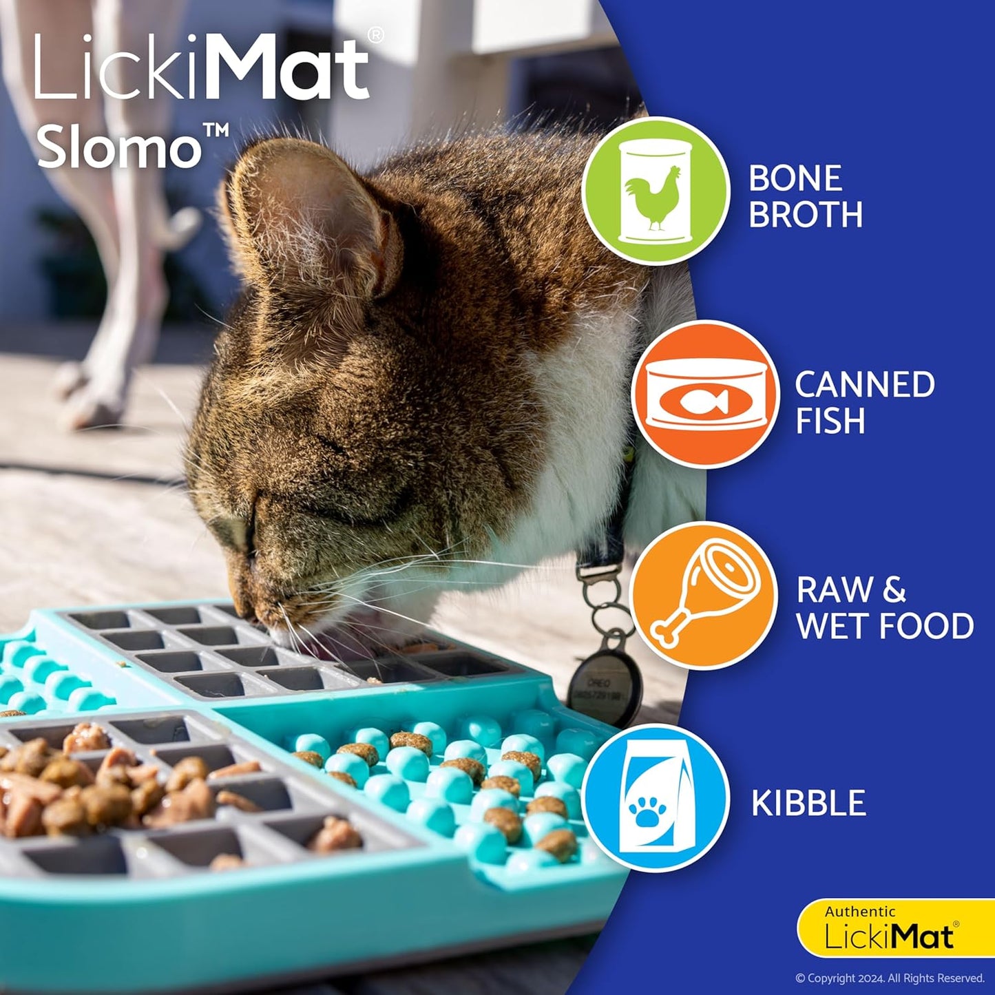 LickiMat Slomo, Cat Slow Feeder Lick Mat, Boredom Anxiety Reducer; Perfect for Food, Treats, Yogurt, or Peanut Butter. Fun Alternative to a Slow Feed Cat Bowl or Dish, Purple