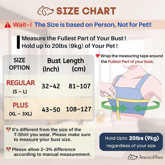 Dog Carriers for Small Dogs, Front Facing Cat Carrier, Hands Free Dog Carrier, Size Adjustable Pet Carrier, Reducing Back Pain, Soft Cotton, Safe Small Dog Carrier (Plus, Charcoal Black)