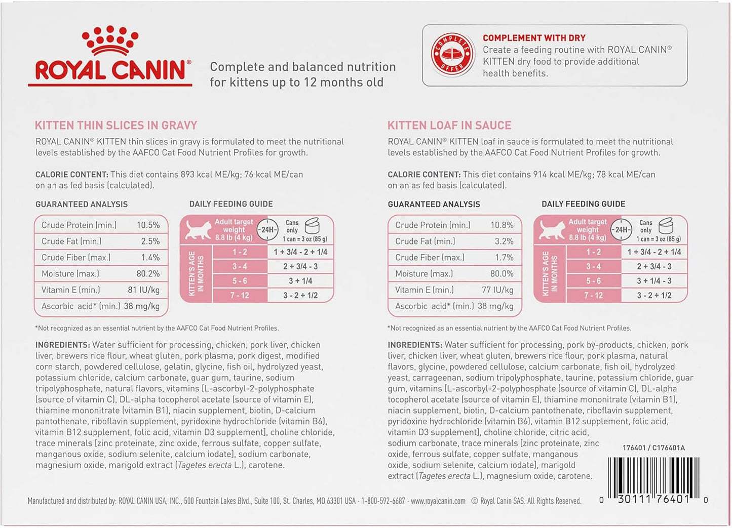 Royal Canin Feline Health Nutrition Kitten Wet Food Variety Pack, 12 Pack, 2 Varieties, 3 oz Cans