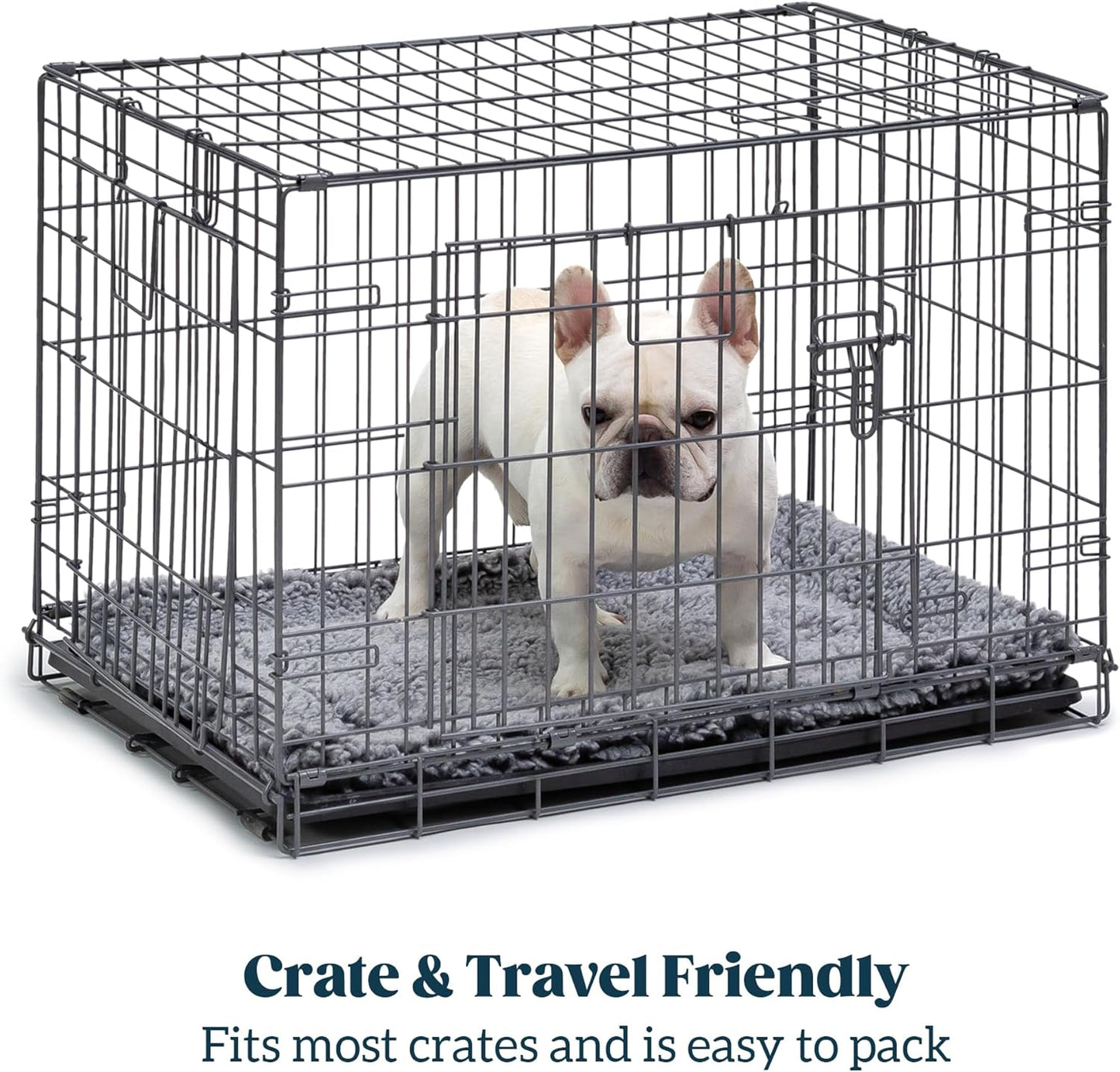 Stoutwool Indestructible Dog Bed - Fluffy Chew Proof Dog Crate Pad - Tough Kennel Pad for Aggressive Chewers - Washable, Ideal for Jumbo Breeds & Fits 54-Inch Crate - 53"x35", Charcoal