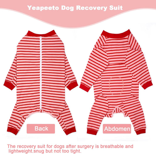 Yeapeeto Dog Onesie Surgery Recovery Suit for Large Medium Bodysuit Dogs Pajamas PJS Full Body for Shedding, Prevent Licking, Wound Protection, Cone Alternative… (Red Pink, X-Large)