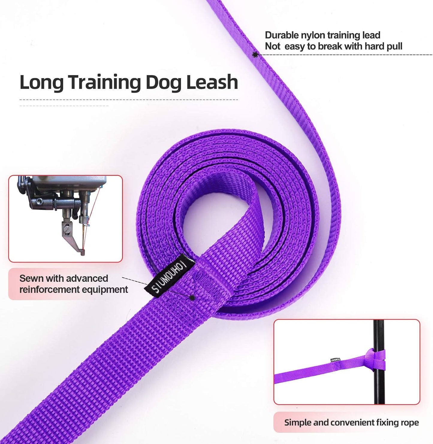 Dog/Puppy Recall & Behavior Training Rope Leash - 40 ft (Purple)