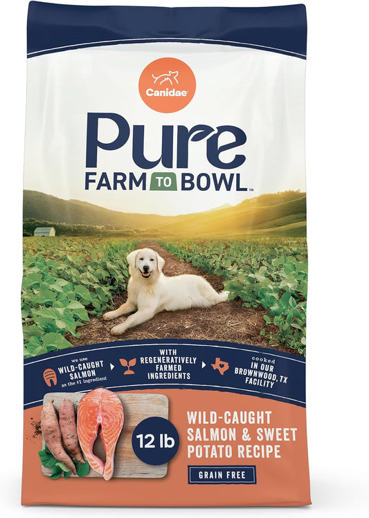 Canidae Pure Farm to Bowl, Grain-Free, Wild-Caught Salmon & Sweet Potato Dog Food, Adult 12lb