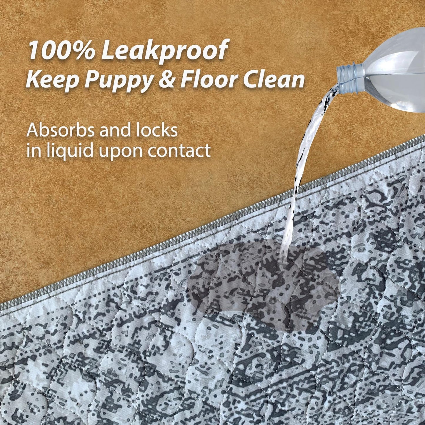 nunubaby Washable Pee Pads for Dogs, Stylish, Non-Slip and Leak-Proof Pee Pads. Reusable Potty Pads for Dogs for Crates and Floors.(Gray/Geo, 24" x36")