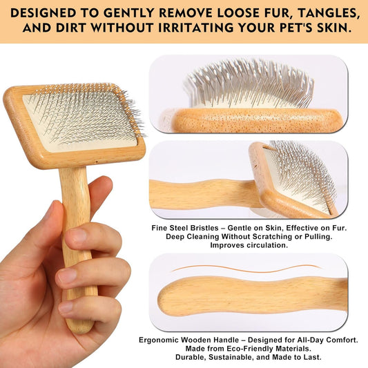 Dog Slicker Brush for Shedding & Grooming - Professional Dog Brush and Cat Brush with Coated Tips & Air-Cushion Design, Deshedding Tool Removes Undercoat Tangles & Loose Fur for Long/Short Hair Pets