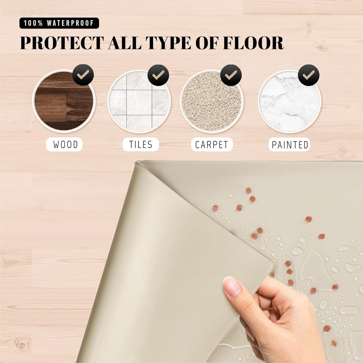 AVERYDAY 23x16'' Silicone Dog Mat for Food and Water, 0.63'' Edge Dog Food Bowl Mats for Floor Waterproof, Dogs Water Mat for Sloppy Drinker, Non Slip Rubber Pet Feeding Mats for Indoor Dogs and Cats