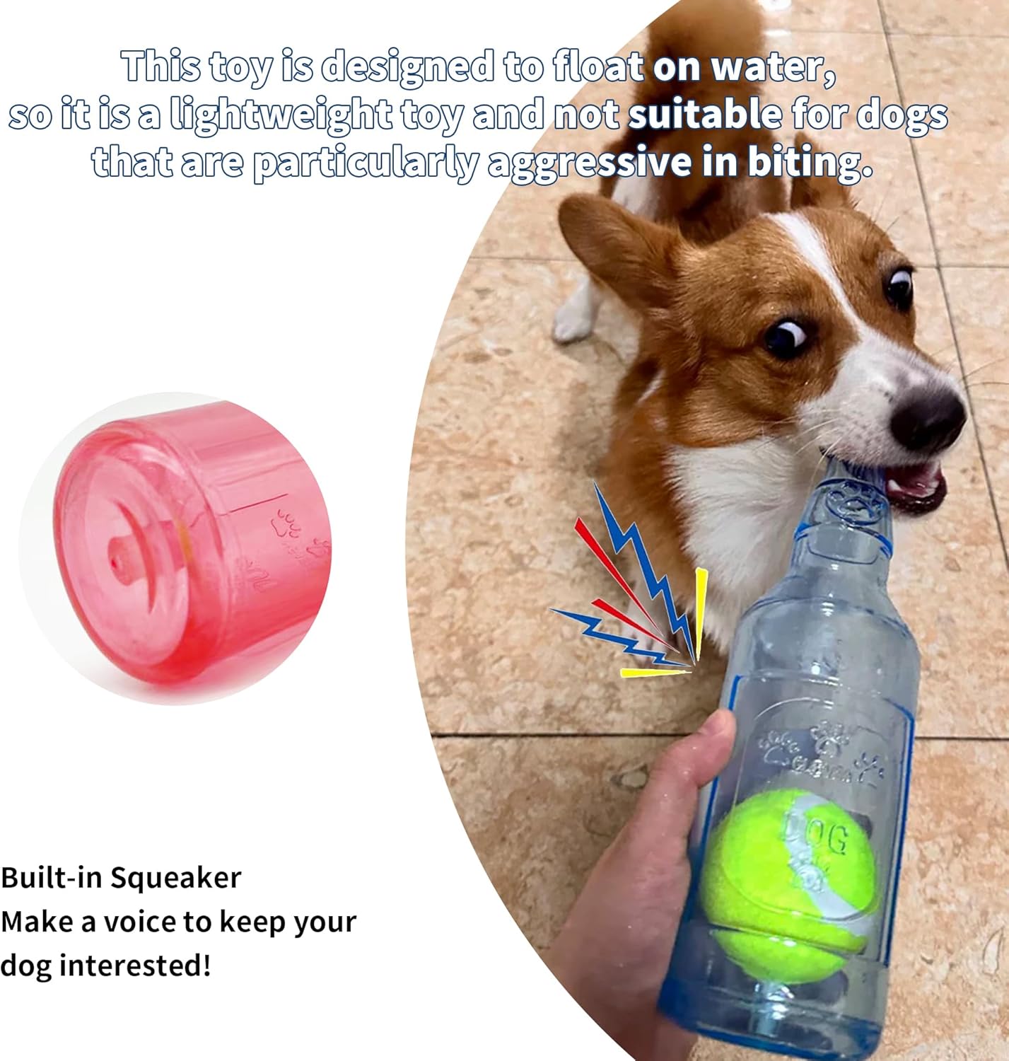 Dog Squeaky Floating Toy for Small Medium Large Dogs Training Fetch Indestructible Dog Chew Toys Indoor Pool Beach Outdoor Pet Supplies Blue S