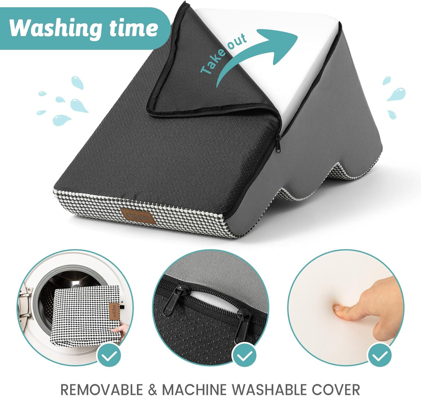 Dog Stairs for High Bed 22.6" H, Small Dog Step for Puppy, Older or Cat, Curved Ramp for Car, Ladder with High Density Foam, Lightweight, Durable, 15.7x33x22.6 inch, 5 Step, White Black