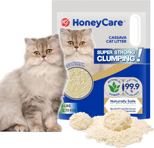 HoneyCare Cassava Cat Litter | Natural Cassava Formula | Fast Clumping & Odor Control | Low Dust & Eco-Friendly | 6 lbs