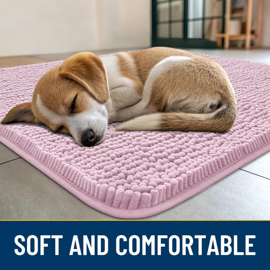 Smiry Dog Door Mat for Muddy Paws 24x16, Absorbs Moisture and Dirt Doormat, Non-Slip Washable Quick Dry Chenille Front Door Mat Indoor Entrance, Entryway Carpet for Inside Floor, Dusty Rose