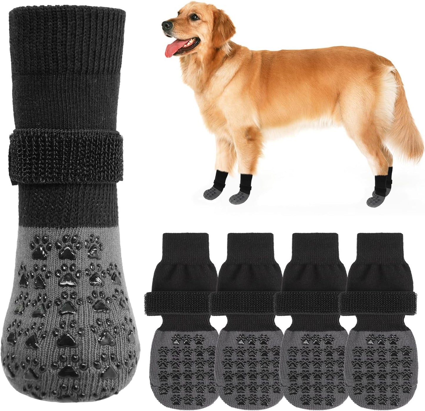 SCENEREAL Dog Socks to Prevent Licking Paws for Hardwood Floors Anti Slip, Dog Grippy Socks Shoes for Senior Small to Large Dogs, Dog Boots & Paw Protectors for Hot/Cold Scratching Pavement