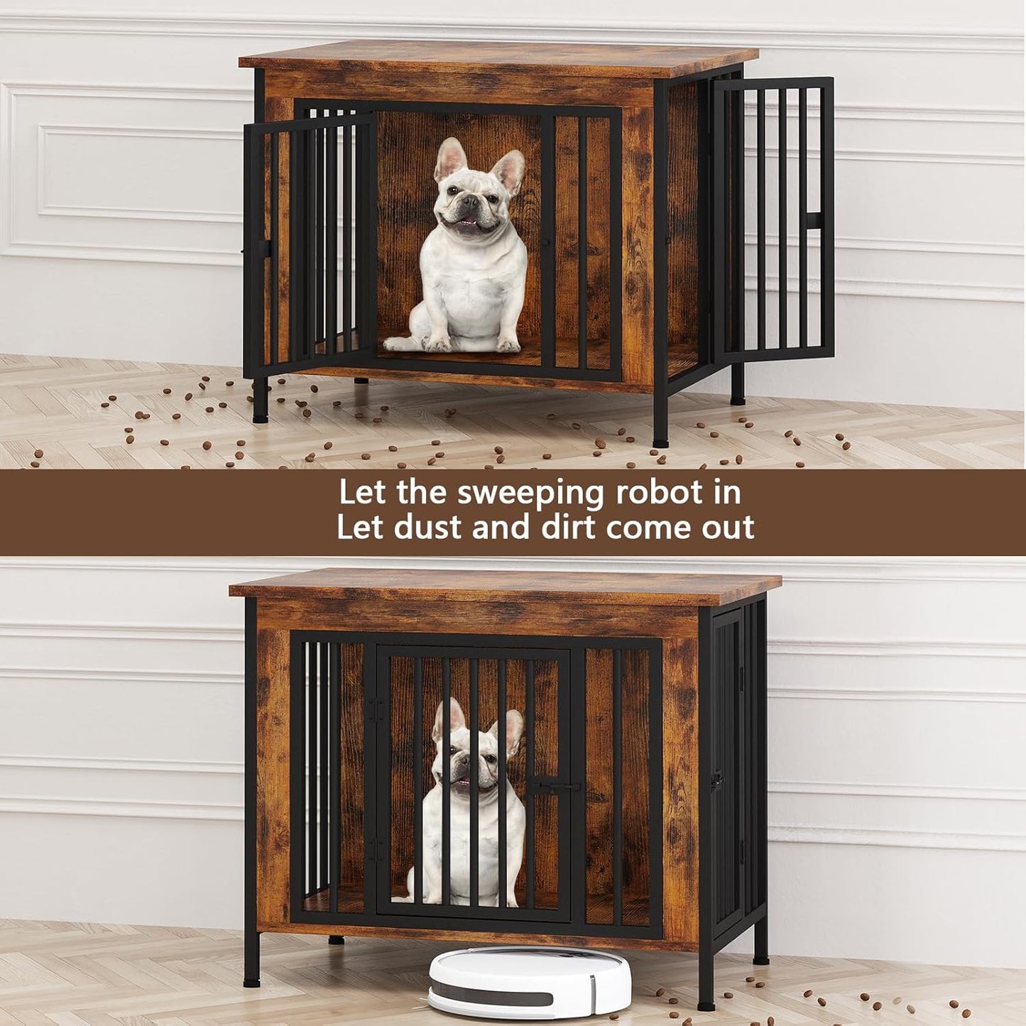 EasyCom 31.5" Small Dog Crate Furniture, Chew-Resistant Dog Crates for Small and Medium Dogs, Dog Kennel Furniture Indoor with 2 Doors and 3.94" Raised Feet, as TV Stand, End Table, Crate Table