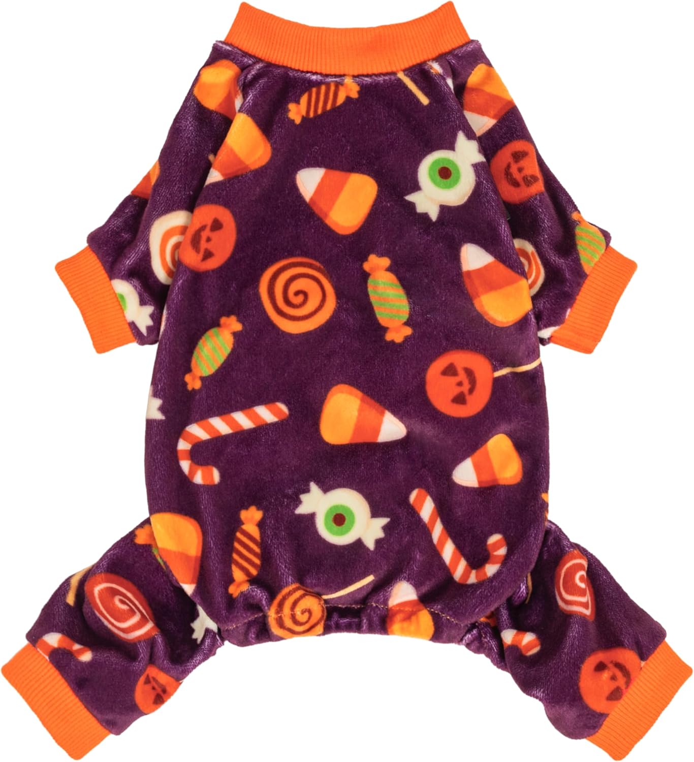 Fitwarm Halloween Candy Dog Pajamas, Funny Costumes for Small Dogs Boy Girl, Pet Outfit, Purple, Orange, Small