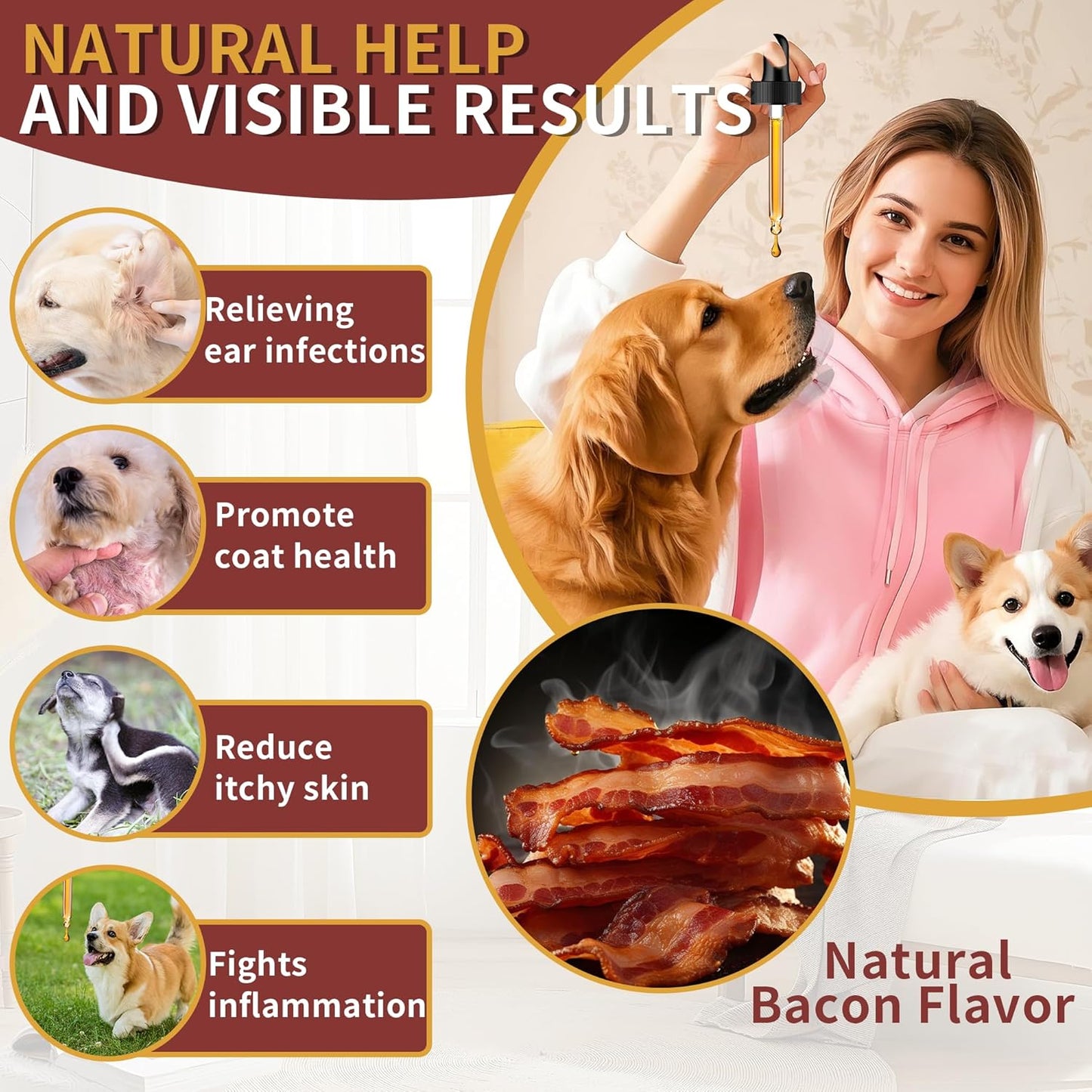 Natural Yeast Infection Treatment for Dogs, Dog Ear Infection Treatment & Dog Yeast Infection Treatment, Ear Infection Treatment for Dogs Help Supports Allergy, Itch & Inflammation Relief