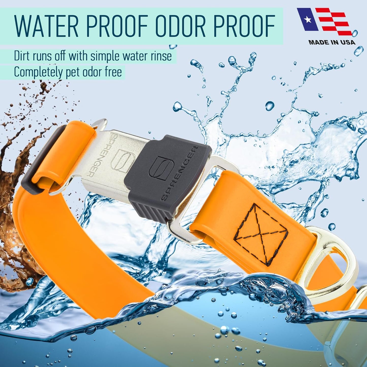 Dogline Biothane Waterproof Dog Collar with Herm Sprenger Stainless Steel Quick Release Buckle – Heavy Duty Tactical Durable Collar for Dogs – Comfortable and Safe Pet Collar W 3/4" L 12-19" Tangerine