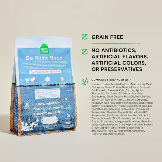Open Farm, Grain-Free Dry Dog Food for Small Breeds, High-Protein Kibble, Sustainably & Ethically Sourced Ingredients, Non-GMO Veggies & Superfoods, Chicken & Turkey Recipe for Small Dogs, 11lb Bag