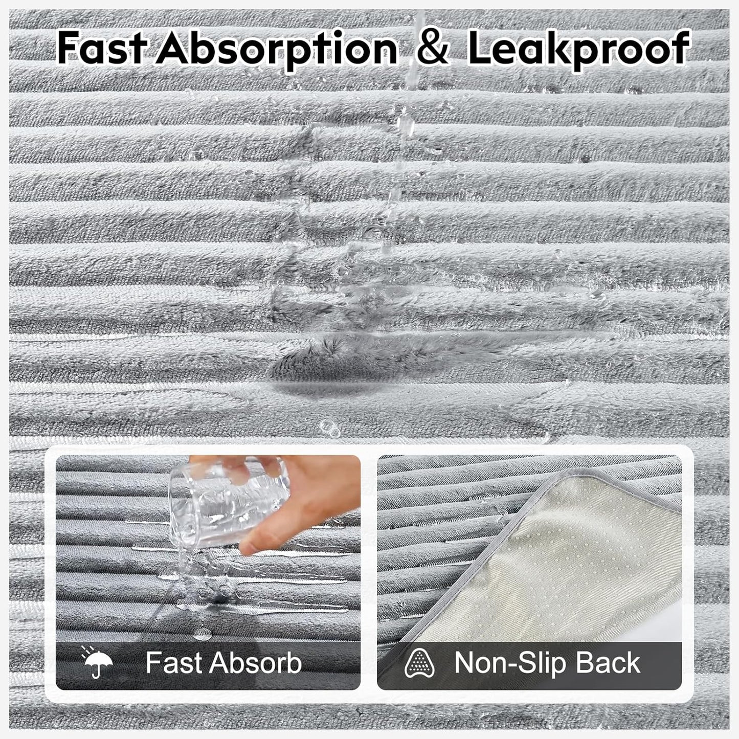 Flannel Washable Pee Pad for Dogs - 2 Pack Reusable Dog Pee Pads Extra Large, Fast Absorb Pet Playpen Mat with Non-Slip Back, Waterproof Puppy Training Pad. (Light Grey, 36" X 48")