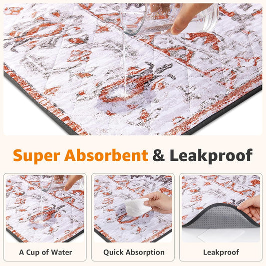 LOOBANI Reusable Pee Pads for Dogs, 2 Pack Super Absorbent Washable Puppy Pee Pads, Waterproof Non-Slip Whelping Pad for Floor Playpen Crate Couch-36 x48 (Red-Orange)