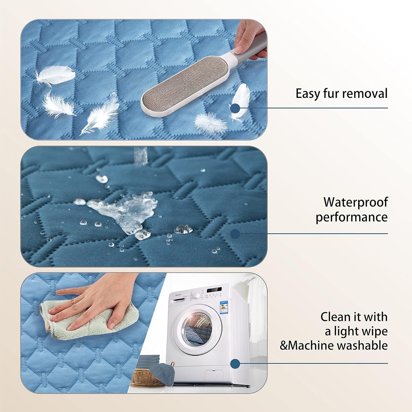 gogobunny 100% Double-Sided Waterproof Dog Bed Cover Pet Blanket Sofa Couch Furniture Protector for Puppy Large Dog Cat, Reversible (82x102 Inch (Pack of 1), Dark Blue/Light Blue)