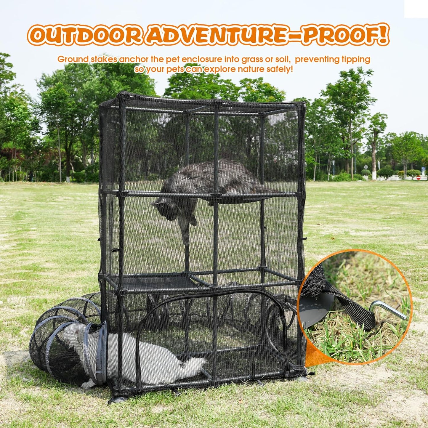 Catio Outdoor Cat Enclosure for Cats & Small Animals, Pet Playpen Cat Climber with Removable Pet Tunnel for Indoor/Outdoor Use