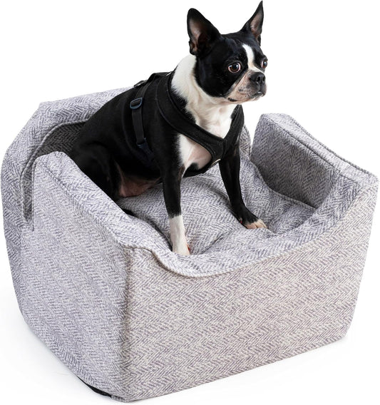 Snoozer Lookout I Car Seat - Dog Car Seats for Small Dogs, Puppy Booster Bed for Small & Medium Sized Pets Up to 25 Lbs, Elevated, Washable - Medium, Palmer Dove