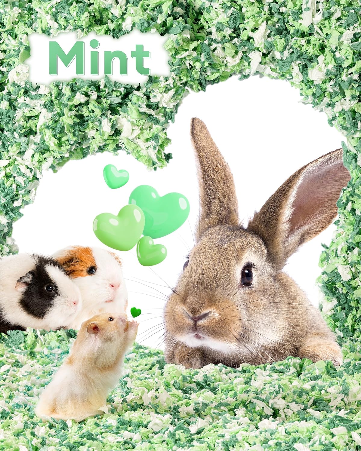 BUCATSTATE Hamster Bedding 15L, 99% Dust-Free Guinea Pig Paper Bedding Odor Control Paper Bedding, Cozy Small Animal Bedding for Rabbit Rat Syrian Dwarf Hamsters Gerbils (Green)