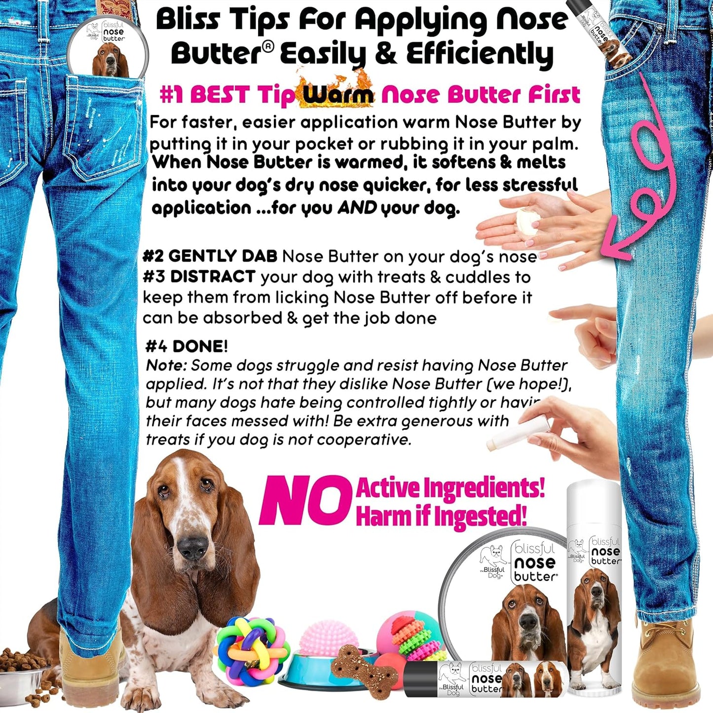 The Blissful Dog Basset Hound Nose Butter for Dry, Cracked Skin, Lick-Safe Dog Nose Balm with Moisturizing Shea Butter, Almond, Olive, and Essential Oils, Pet Supplies, Uncented, 1 oz.