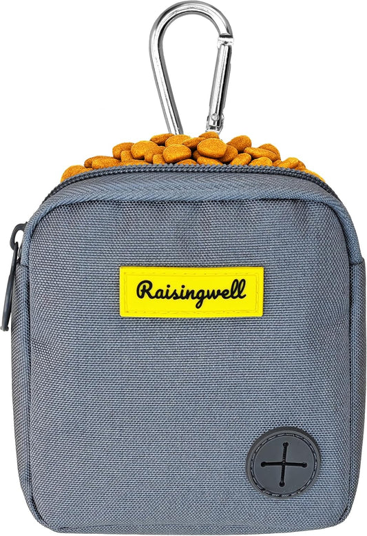 Dog Treat Pouch for Pet Walking and Training with Clicker Poop Bags Small Fanny Zipper Pack Holder for Puppy Snack Dispenser Kit for Leash and Outdoor Use （Gray）