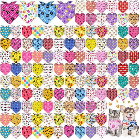 Sanwuta 120 Pcs Fall Dog Bandanas Bulk, Thanksgiving Scarves for Small Medium Large Dogs Cats, Adjustable Triangle Pet Bandanas with Pumpkin Maple Leaf Plaid Prints for Autumn Party Decoration