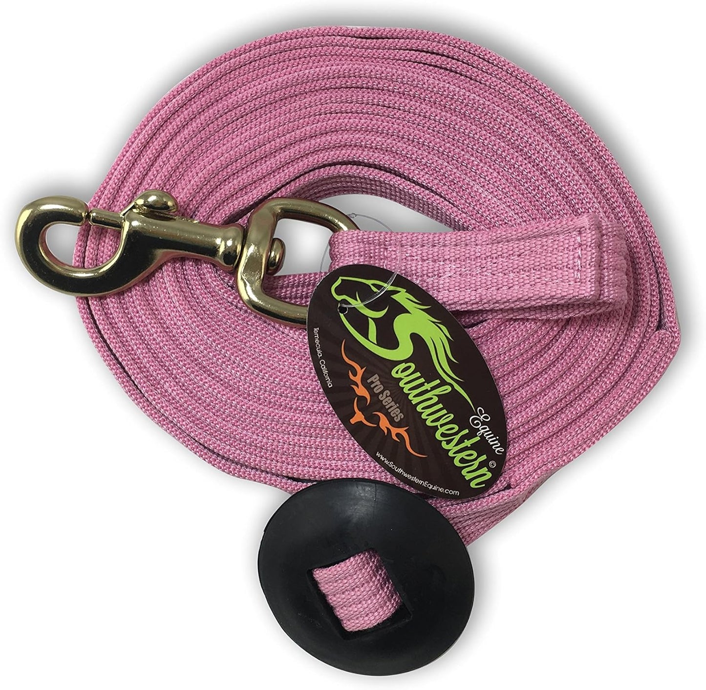 Southwestern Equine Lunge Line for Horses Cotton Horse Lunge Line with Bolt Snap & Rubber Stop (Pink, 24')
