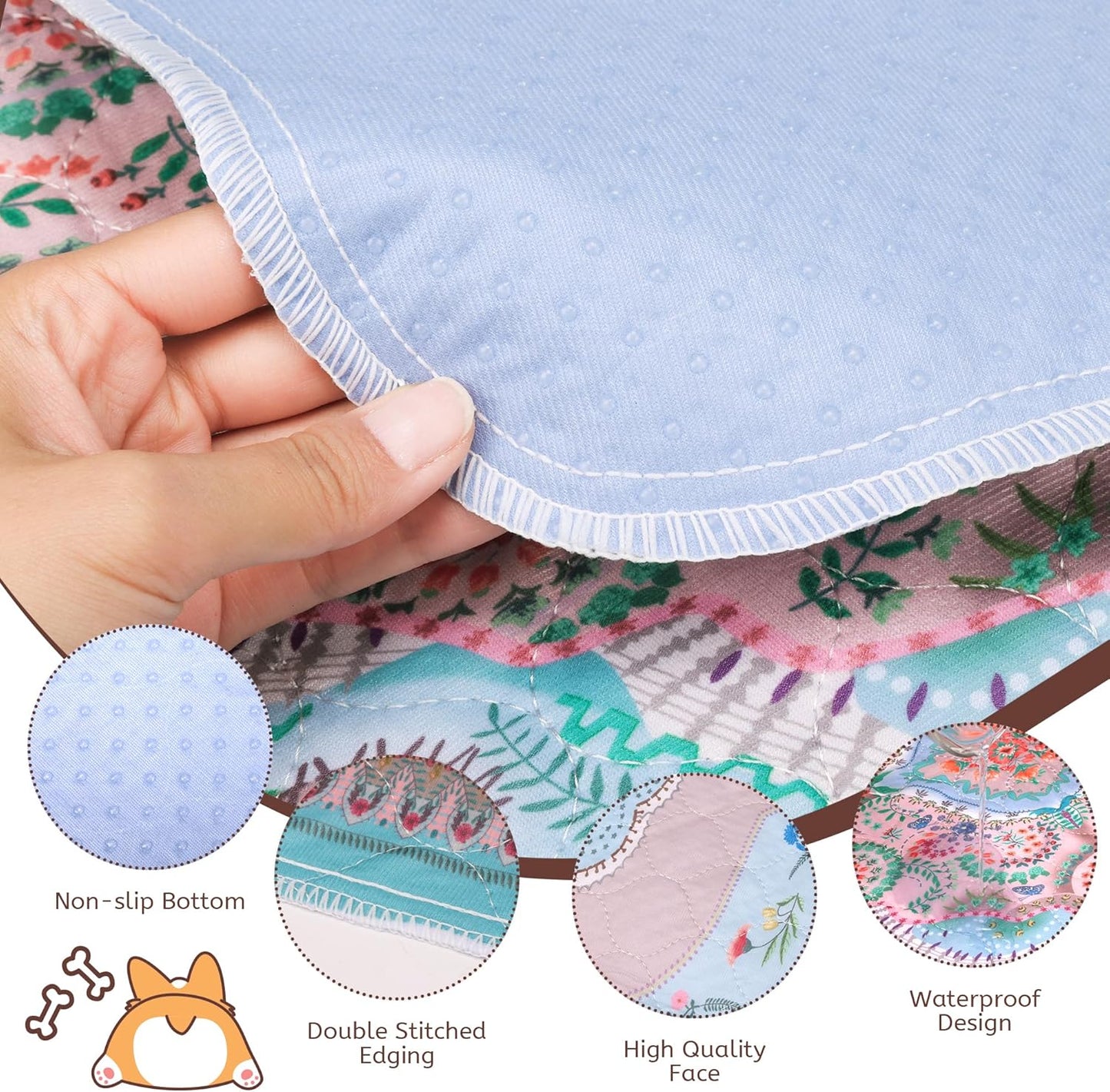 Washable Pee Pads for Dogs, 36"x36" 2 Pack Reusable Puppy Pads Pet Training Pads, Super Absorbent, 100% Waterproof Dog Pee Pads, Whelping, Housebreaking, Incontinence, for Playpen