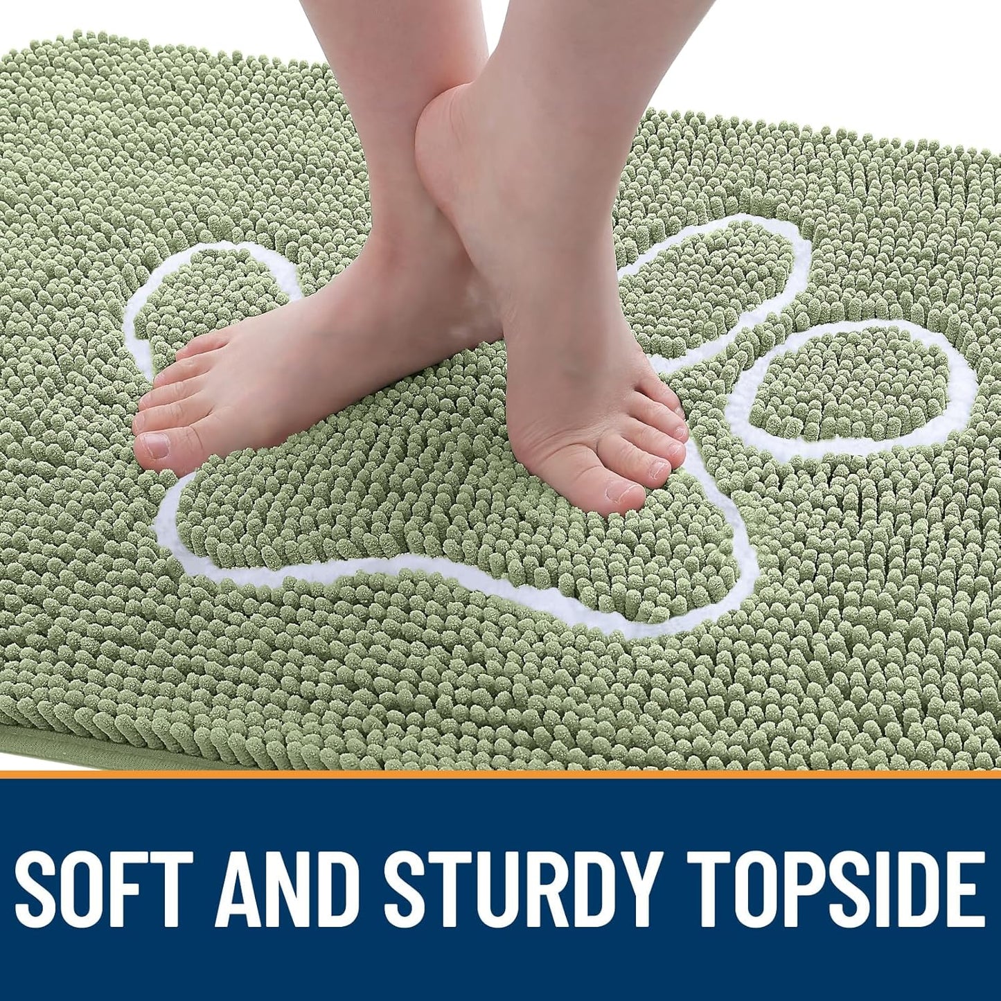 OLANLY Door Mat for Muddy Dog Paws 36x24, Ultra Absorbent Chenille Mud Doormat with Paw Print Design, Non-Slip Washable Doormat for Indoor Entryway, Quick-Dry Pet Bed Mats for Dirty Dogs, Sage Green