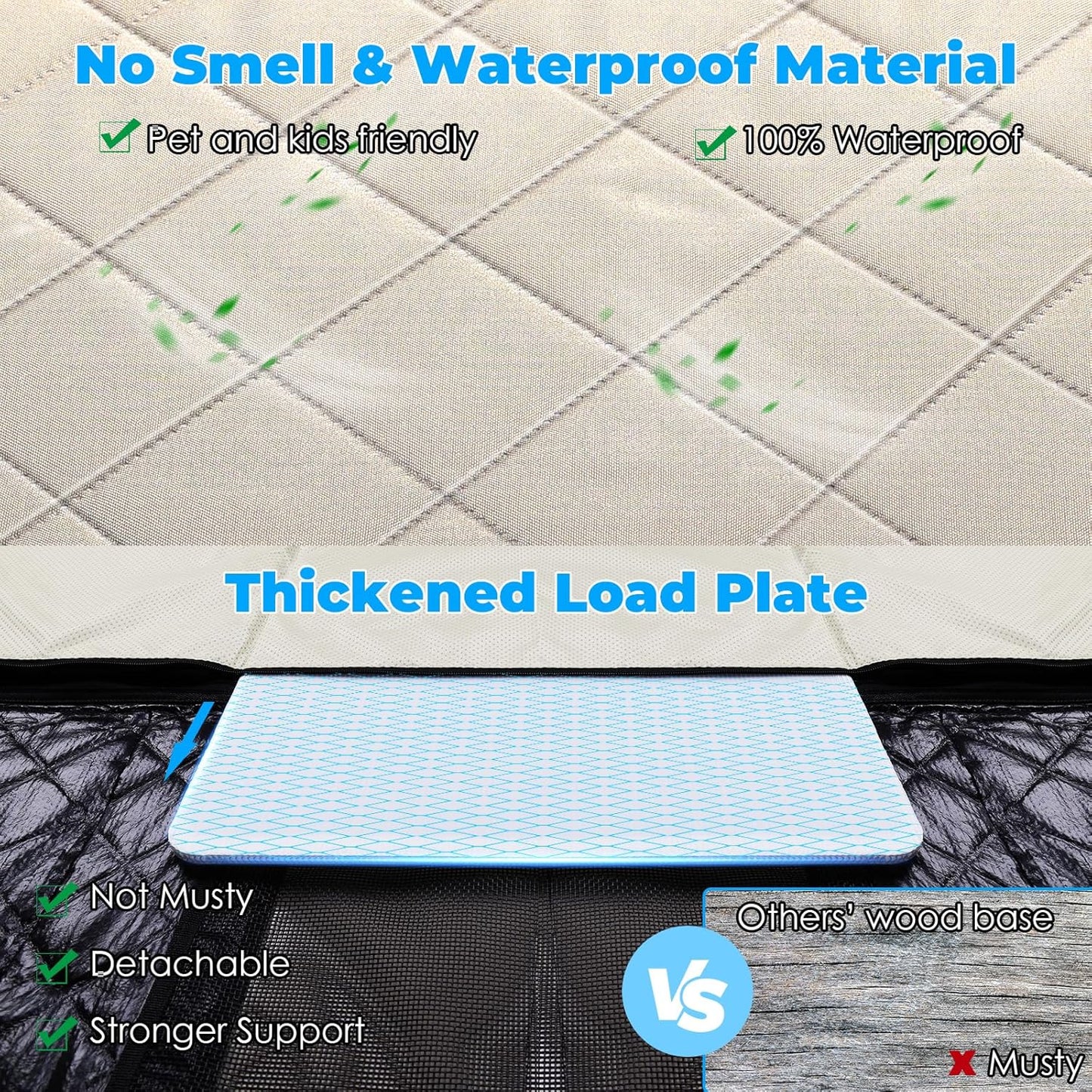 URPOWER XL Dog Back Seat Extender for Crew Cab Truck, Hard Bottom Dog Car Seat Cover Waterproof Dogs Car Hammock Pet Backseat Bed, Pet Truck Accessories for F150 / RAM 1500/ Tundra Crew Cab