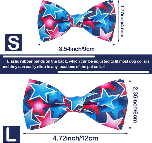 PET SHOW 10 Pack 4th of July Dog Bow Ties Sliding Collar Attachments Puppies Cats Patriotic Bowties for Medium Large Dogs US Flag Bowknots Pet Grooming Accessories for Independence Day