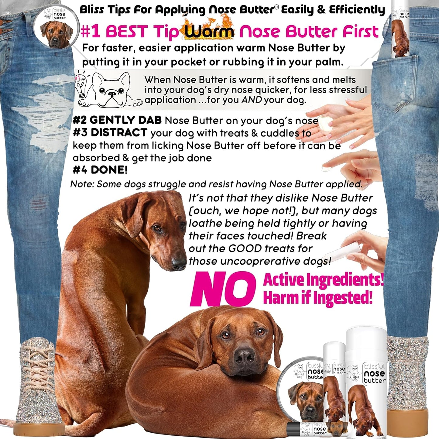 The Blissful Dog Rhodesian Ridgeback Unscented Nose Butter - Dog Nose Butter, 0.15 Ounce