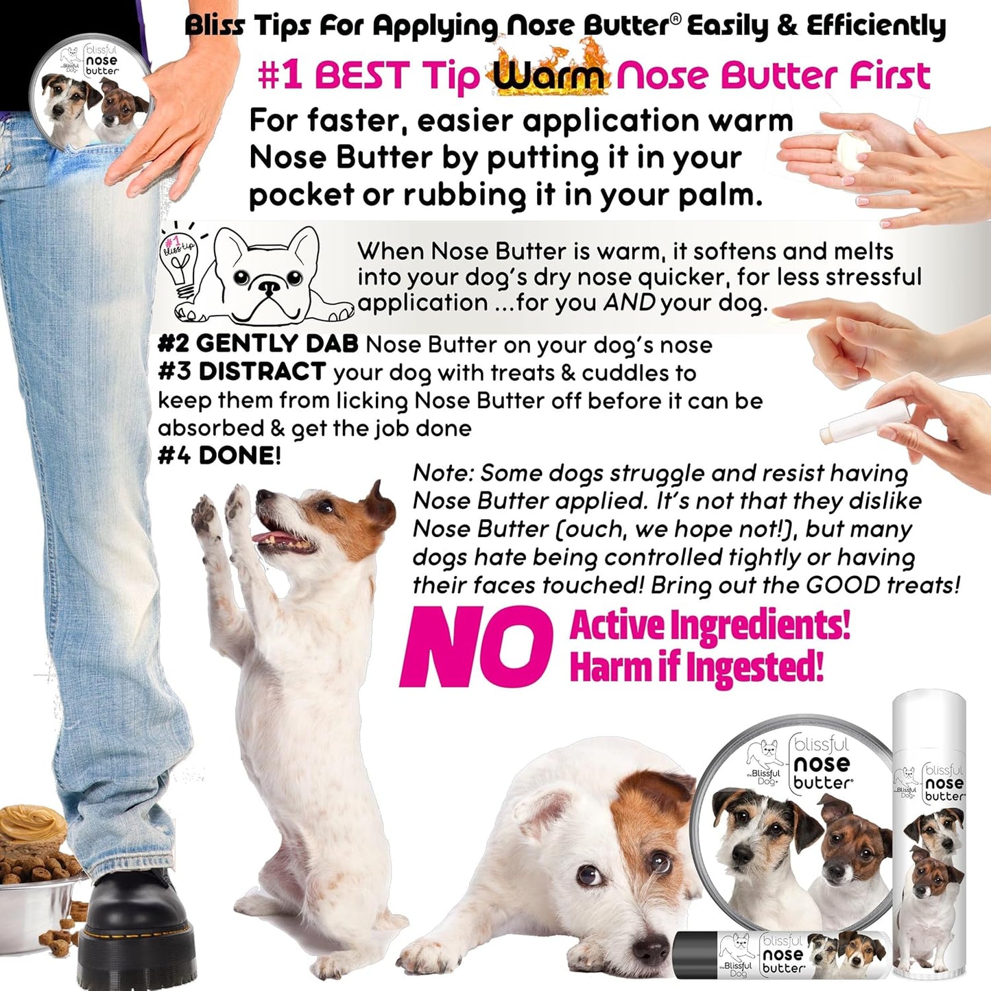 The Blissful Dog Jack Russell Terrier Unscented Nose Butter - Dog Nose Butter, 8 Ounce