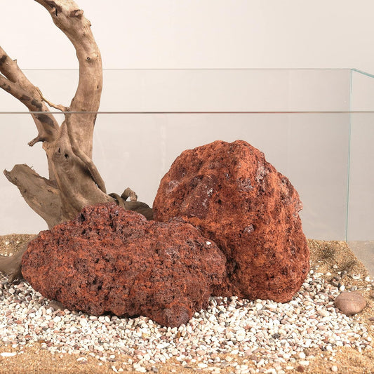 LANDEN Red Lava Stones (16lbs,3~10inch,11pcs) Aquarium Rock for Aquascaping Terrariums, Paludariums,Vivariums, Reptile and Amphibian Enclosures, Fish Tank Decoration Landscape Stone