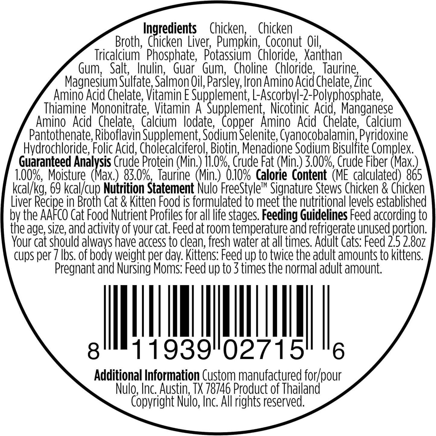 Nulo FreeStyle Cat & Kitten Chicken & Chicken Liver Stew, All Natural Grain-Free Cat Food, 2.80 Ounce (Pack of 24)