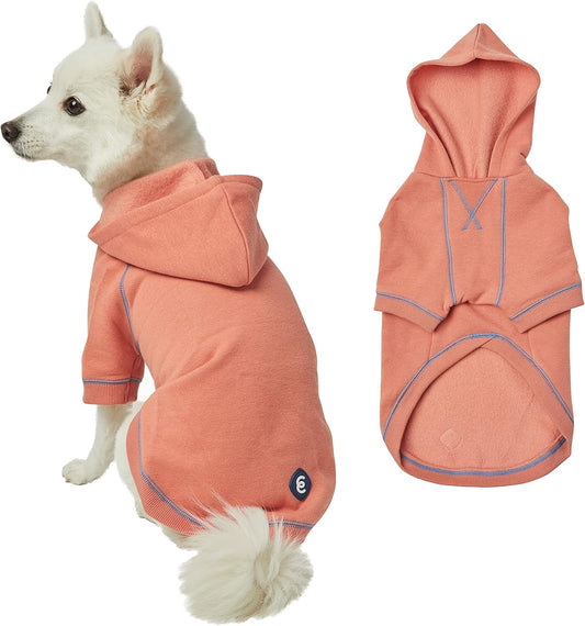 Blueberry Pet Essentials Dog Hoodie – 16 inch, Cotton‑Blend Sweatshirt with Hood, Coral, Machine‑Washable Small‑Dog Jersey